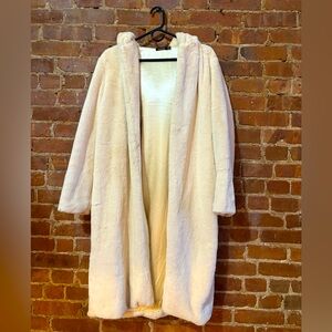 Cream Faux Fur Hooded Coat